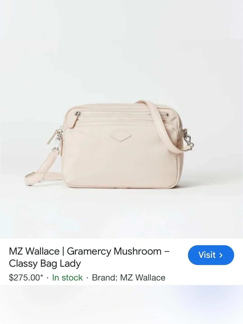 MZ Wallace Classy Bag Lady Gramercy Crossbody Bag in Light Mushroom